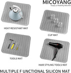 Silicone Dish Drying Mat for Multiple Usage,Easy clean,Eco-friendly,Heat-resistant Silicone Mat for Kitchen Counter or Sink,Refrigerator or Drawer Liner Grey XL 18 inches x 16 inches