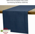 D'Moksha Homes Linen Navy Blue Table Runner 120 Inches Long - 100% Pure Linen Hemstitch 14 x 120 Inch Table Runner for Dining, Fall, Autumn and Halloween - Classic Hemstitch