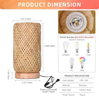 Arturesthome Bamboo Desk Light Woven Boho Beside Lamp Vintage Wicker Wooden Nightstand Lamp for Living Room,Kids Room,Nursery Room Decor