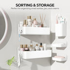 Nieifi Adhesive Wall Shelf, Shower Sheves 5 Pack with Soap Holder, Shower Organizer for Bathroom Organization, White