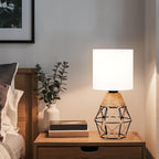Hamilyeah Table Lamps Set of 2, Woven Nightstand Lamps With On/Off Switch, Farmhouse Bedside With White Fabric Shade, Modern Simple for Bedroom, Living Room L6.2*W6.2*H13.1inch