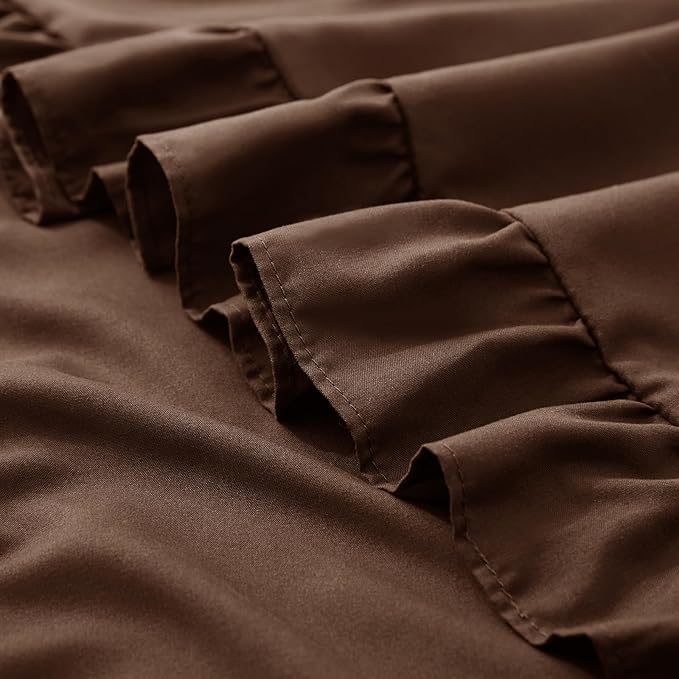 KKJIAF Ruffle Pillow Cases Queen Size Set of 2, Ruffled Pillow Covers with Envelope Closure, Wrinkle Resistant Ruffled Pillow Shams 20" x 30", Brown