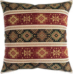 Large Throw Pillow Covers Burgundy Red and Green - 22 x 22 Inches Decorative Kilim Pillows, Boho Room Decor for Couch, Bohemian Square Case for Farmhouse, Aztec, Patio, Moroccan