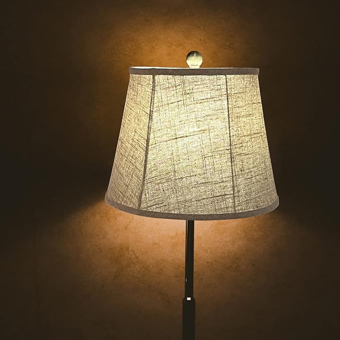 Double TOOTOO STAR Brown Lamp Shade Set of 2, Large Drum Lampshade for Floor Light and Table Lamp 10x14x10 inch, DIY Fabric Natural Linen Hand Crafted, Spider (Brown, 10 x 14 x 10.5 inch)