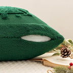 MIULEE Christmas Trees Pillow Covers Set of 2 Decorative Soft Throw Pillows Plush Faux Fur Wool Embroidered Couch Cushion for Holiday Winter Home Decor Chair Sofa Bedroom Living Room,Green 18x18inch