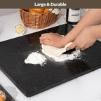 Natural Black Marble Cutting Board For Kitchen, 16 x 20 Inch Marble Slab Granite Cutting Board With Non-Slip Feet For Baking, Cheese, Chocolate, Black Granite