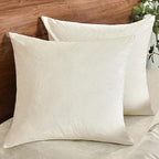 PHF Super Soft Velvet Euro Sham, 26"x 26",No Insert, 2 Pack Color Gradient Euro Pillow Covers, Ultra Cozy European Pillow Covers for Luxurious Home Decorative, No Shedding, No Pilling, Cream