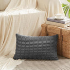 Fancy Homi Dark Grey Decorative Throw Pillow Covers 12x20 Inch for Living Room Couch Bed Sofa, Rustic Farmhouse Boho Home Decor, Soft Striped Corduroy Square Cushion Case 30x50 cm