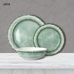 AELS Melamine Dinnerware Set of 18 Pcs Dinner Dishes Set, Lightweight Unbreakable for Indoor and Outdoor Use, BPA Free, Dishwasher Safe, Sage Green