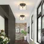 15'' Modern Black Semi Flush Mount Ceiling Light, Hallway Light Fixtures, 3-Light Glass Ceiling Lights for Entryway Kitchen Island Dining Room Foyer Bedroom Laundry Lighting Fixtures, UL-Listed