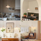 Pendant Light with Pink Pleated Ceramic Lmapshade, Brass Vintage Pendant Light Adjustable Hanging Light for Kitchen Island Dining Room Hallway