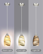 Mini Pendant Lights Kitchen Island Light Brown Glass Lamp Shade Hand Blown Glass Pendant Light with Brush Nickel Finish Adjustable Cord for Kitchen Over Sink, Dining Room (Light Brown-1P)