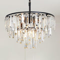 Black Crystal Chandelier Modern Round Dining Room Chandelier 4-Tier 6 Lights Dimmable Top K9 Luxury Ceiling Hanging Pendant Light Fixture for Dining Room Living Room Bedroom Foyer 18"