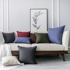 Jeanerlor Cotton Linen Soft Soild Decorative Square Throw Pillow Covers Set Cushion Case for Sofa Bedroom Car24 x 24 Inch 60 x 60cm, Pack of 2, Dark Grey