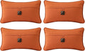 Outdoor Sunbrella Decorative Pillows with Coconut Button Pack of 4, 20" x 12" Outdoor Pillow Set for Couch Bed Throw Patio Sofa, Spectrum Cayenne