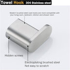 RANDOM Brushed Towel Hooks Bathroom Hardware Accessories Coat Hook 304 Stainless Steel Clothes Hook for Bath Kitchen Contemporary Hotel Style Wall Mounted 2 Pack. (Round, Brushed Steel).