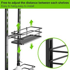 Orimade Adjustable Hanging Caddy, Bathroom Organizer Shelf Storage Rack, Rustproof Shower Basket, Matt Black 3 Tier