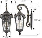 Emliviar Dusk to Dawn Sensor Outdoor Lighting - Farmhouse Outdoor Porch Lights for House 17.5 Inch, Black Finish with Water Glass Shade, WE215B-PC BG