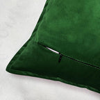 VAKADO Throw Pillow Covers 16x16 Set of 2 Dark Green Christmas Velvet Decor Decorative Couch Cushion Euro Xmas Pillowcases with Fringe Home Bed Decoration for Sofa Bedroom Office