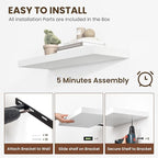 24 Inch Floating Shelves, 12 Inch Deep Floating Shelves for Wall, Floating Shelf with Invisible Brackets, Deep Shelves for Bathroom, Bedroom, Living Room, 2 Pack, White