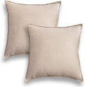 Jeanerlor Solid Natural Cotton Linen Decoration 18"x18" Throw Pillow Sham Cushion Case Soft Pillow Cover Delicate Decorative Pillowcase for Teen Boys&Girls, (45 x 45cm),2 Packs, Light Linen