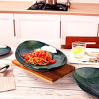 Ceramic Serving Platters Set of 2, 16 Inch Curved Oval Salad Plates for Entertaining, Modern Kitchen Dishes, Trays for Dinner, Fruit, Salad, Pasta, burgers - Dishwasher Microwave Safe