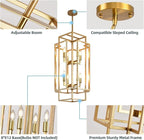 8-Light Gold Chandelier, Modern Foyer Lighting Fixtures, 31.5" Farmhouse Lantern Pendant Light, Industrial Large Chandeliers for High Ceilings, for Living Room,Staircase,Hallway