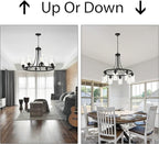 MELUCEE Black Chandelier 8 Lights, Kitchen Island Lighting Industrial Chandelier with Clear Glass Shade, Farmhouse Pendant Light for Dining Room Living Room Bedroom