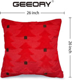 GEEORY Christmas Pillow Covers 26x26 Inch Set of 2, Christmas Decorations Xmas Tree Soft Plush Fluffy Faux Fur Decorative Throw Pillows Farmhouse Winter Cushion Case Red Brown GC035-26