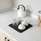 Silicone Dish Drying Mat for Multiple Usage,Easy clean,Eco-friendly,Heat-resistant Silicone Mat for Kitchen Counter or Sink,Refrigerator or Drawer liner Black M 12 inches x 12 inches