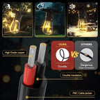 Solar String Lights Outdoor with Remote 30 FT, USB & Solar Dual Charging, Waterproof, 8 Modes 3 Timers, 10+1 LED Shatterproof S14 Bulbs, Dimmable Solar Light for Camping Backyard Bistro Porch Garden