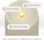 Luminara Realistic Artificial Moving Flame Outdoor Pillar Candle - Moving Flame LED Battery Operated Lights for Outside Christmas, Thanksgiving - Remote Ready - Remote Sold Separately - 3.25" x 5"