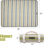 G GOOD GAIN Waterproof Picnic Blanket Portable with Carry Strap for Beach Mat or Family Outdoor Camping Party（Chartreuse）