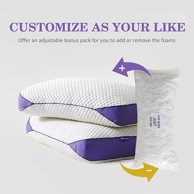 HOMELAB Adjustable Shredded Memory Foam Body Pillow, Cooling Long Pillow with Washable Cover, Full Support for Side Sleepers, Back, Hip & Leg Comfort, 1 Pack 20"x52"