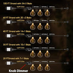 Outdoor String Lights 60ft LED Hanging Globe Patio Lights with G40 Shatterproof Bulbs(20+2 Bulbs), Waterproof Connectable Hanging Light for Indoor Outdoor Decor Garden Camping Backyard Porch
