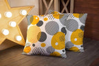 CAPSCEOLL 2PCS White Pillow Covers 18X18Inch Stripe Yellow Gray Abstract Black Circle Geometric Standard Pillow Covers for Bedroom Sofa Living Room Pillow Cover