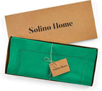 Solino Home Linen Hemstitch Table Runner 108 Inches Long - 100% Pure Linen Emerald Green Table Runner 14 x 108 Inch for Christmas - Classic Hemstitch