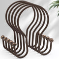 AmazerBath Bronze Shower Curtain Hooks Shower Curtain Rings, Simple Double Hook Shower Curtain Hooks Rust Proof, Metal Smooth Glide Shower Hooks for Shower Curtain Rod, 12 Pcs Shower Rod Hooks