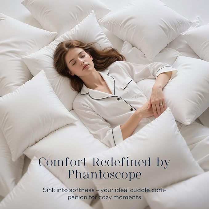 Phantoscope 100% Virgin Fiber Pillow Inserts, Premium Microfine Fiber Square Hypoallergenic Throw Pillow Inserts for Bedroom, Study, Chair 18x18 inches Pack of 2