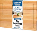 CONSDAN Wood Cutting Board for Kitchen, 16 x 12, USA Grown Solid Hickory Hardwood, Edge Grain, Chopping Board, Butcher Block with Juice Groove, Prefinished with Food-Safe Oil, 1" Thick