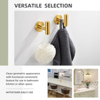 Angle Simple Bathroom Towel Hook 2 PCS, SUS304 Stainless Steel Bath Towel Robe Coat Holder, Heavy Duty Wall Hook, Brushed Gold
