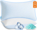 Cooling Memory Foam Pillows for Sleeping Firm and Soft, King Size Set of 2, Original Adjustable Pillows for Side, Back or Stomach Sleepers (2, Blue, King)
