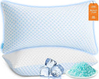 Cooling Memory Foam Pillows for Sleeping Firm and Soft, King Size Set of 2, Original Adjustable Pillows for Side, Back or Stomach Sleepers (2, Blue, King)