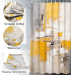 Lnond 4Pcs Bathroom Shower Curtain Sets with Rugs,Yellow Grey Ombre Bathroom Sets with Shower Curtain and Rugs and Accessories