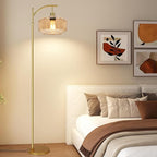 Vintage Floor Lamps for Living Room Glass Floor Lamp with Remote Control,Dimmable Floor Lamp Gold Mid Century Modern Standing Lamp 3 Color Temperature Brass Tall Floor Lamps for Bedroom Corner