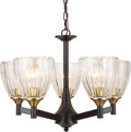 20" Chandelier for Dining Room, Brown Finish, 5 Light Hanging Chandelier for Living Room, Entryway, Bathroom and Bedroom EH1502C5