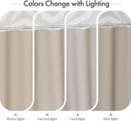 AmazerBath Farmhouse Shower Curtains for Bathroom, Tan Shower Curtain with Tassels, Taupe Rustic Faux Linen Shower Curtain Set with 12 Hooks, 72x72 Inches