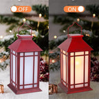 Vintage Flickering Flame LED Lanterns - 13" Hanging Waterproof Decorative Outdoor Flameless Candle