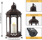 LED Hexagon Lantern with Flameless LED Candle, Unique Shape and Pattern to Give an Upscale Garden Party Vibe. Suitable for Home and Outdoor Usage or Wedding.Battery Powered (Black)