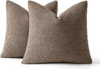 MIULEE 18x18 Inch Decorative Pillow Covers for Couch Bed Set of 2 Textured Boucle Neutral Winter Throw Pillows Dark Brown Accent Solid Vintage Pillowcases Couch Sofa Livingroom Home Decor
